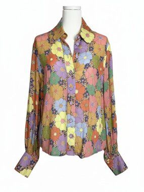 Manoush Floral Print Button-Down Shirt Size 10